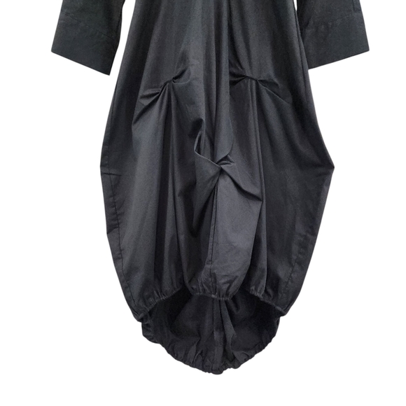 Adeptt Women's Ruched Details Black Collared Balloon Dress Sz M - Picture 3 of 10